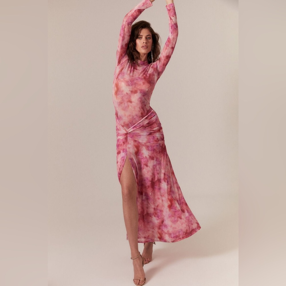 Bardot Pink Tie-Dye Maxi Dress
